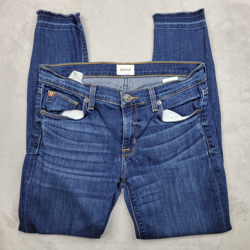 Hudson Jeans Women 27 Denim Pants Flex Stretch Distress Krista Super Skinny Crop
